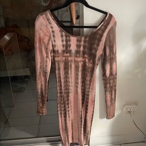 Heart & Hips Pink and Brown Long Sleeve Dress